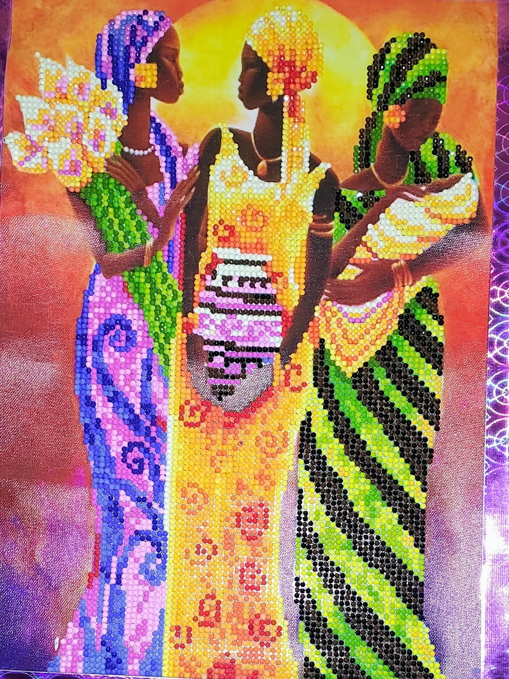 Vibrant African Women Canvas Art in Yellow, Green, Purple
